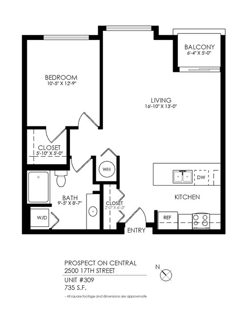 A black and white image of a floor plan for a home with a bedroom, living room, closet, bathroom, and kitchen.